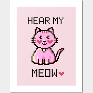 Cute Kitty Pink - Pixel Posters and Art